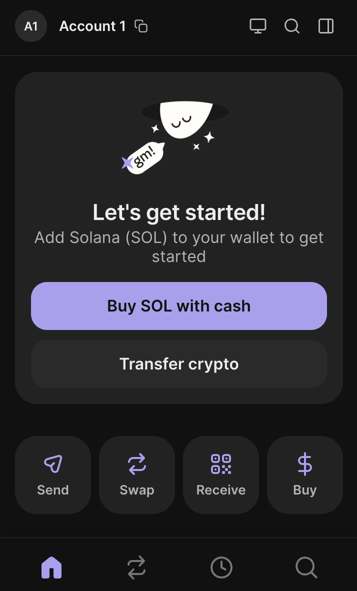 Phantom wallet main interface showing account balance